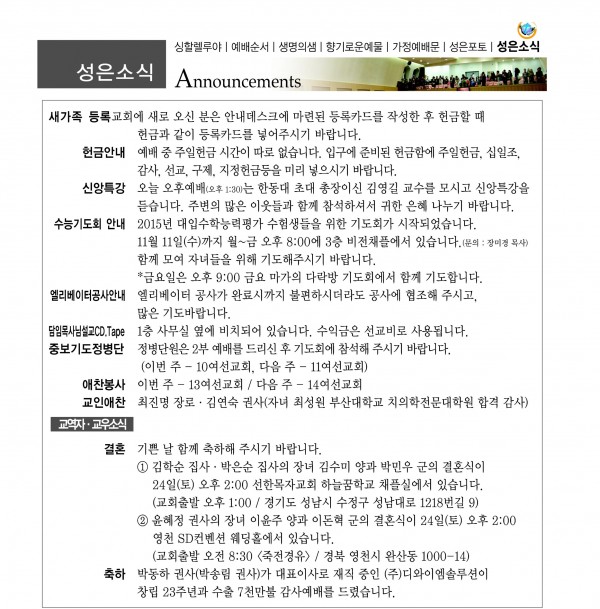 강남성은교회 / 교회소식